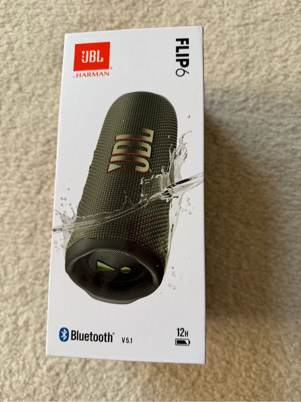 New Sealed in Box JBL Flip 6 Portable Bluetooth Speaker - Olive Green